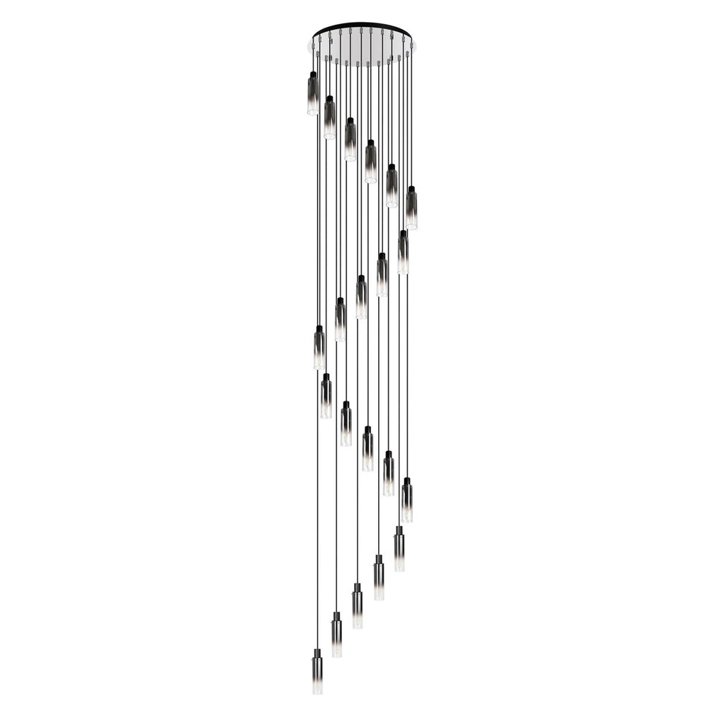 Regent Granville 21 Light 650mm Round Pendant in Black with Smoke Fade Glass
