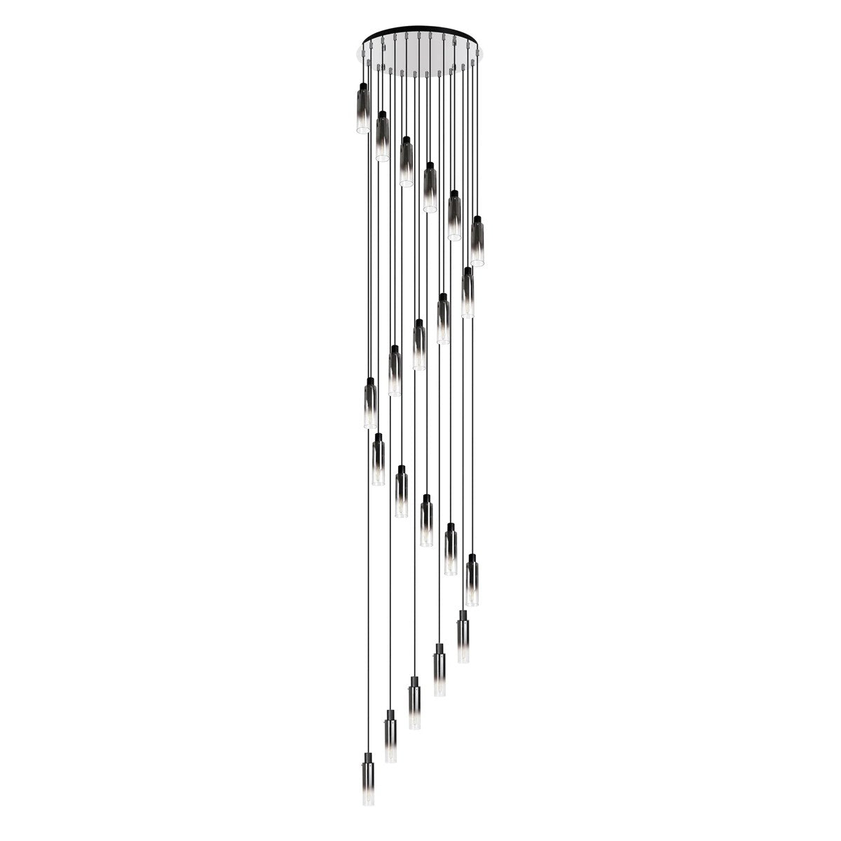 Regent Granville 21 Light 650mm Round Pendant in Black with Smoke Fade Glass