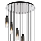 Regent Granville 21 Light 650mm Round Pendant in Black with Smoke Fade Glass