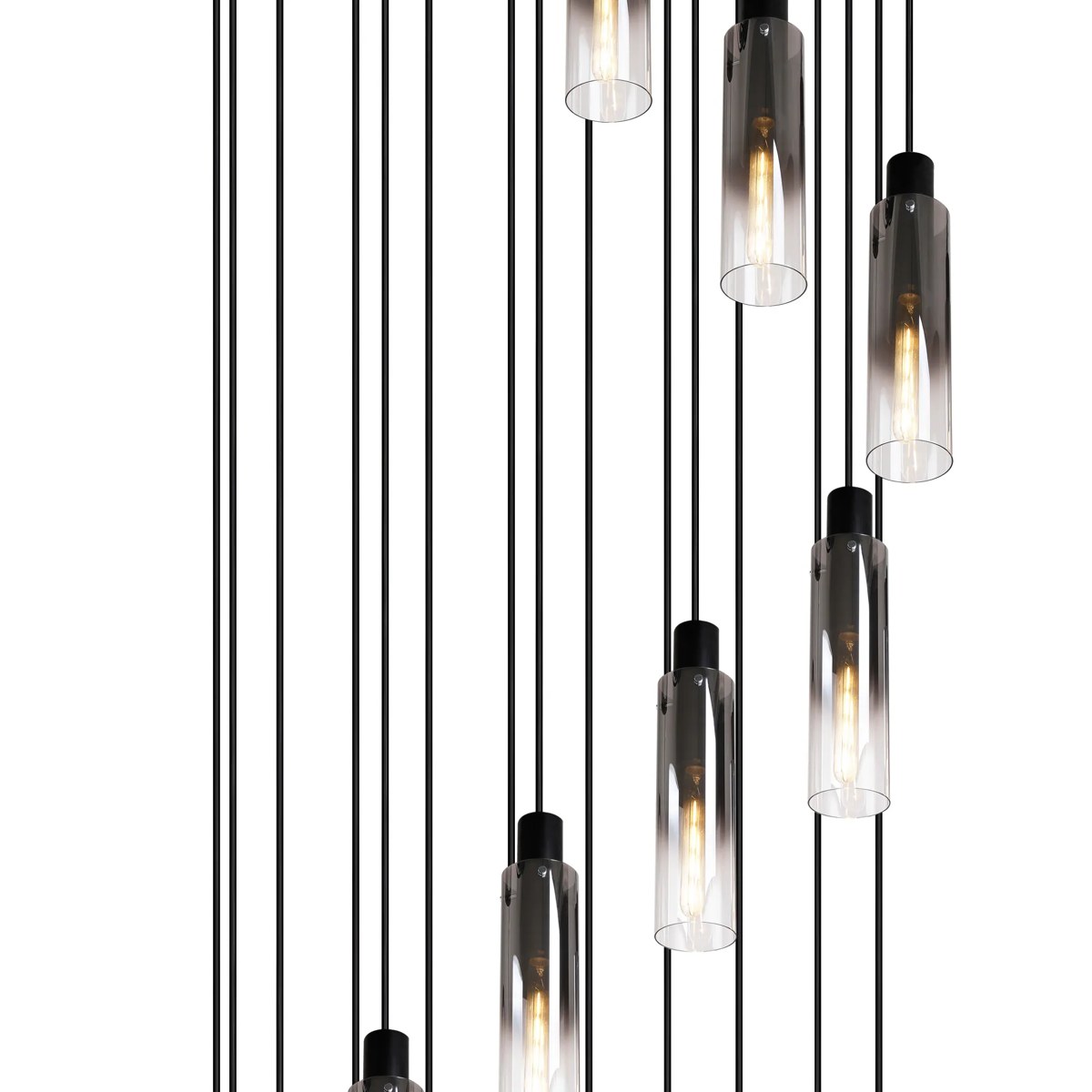 Regent Granville 21 Light 650mm Round Pendant in Black with Smoke Fade Glass
