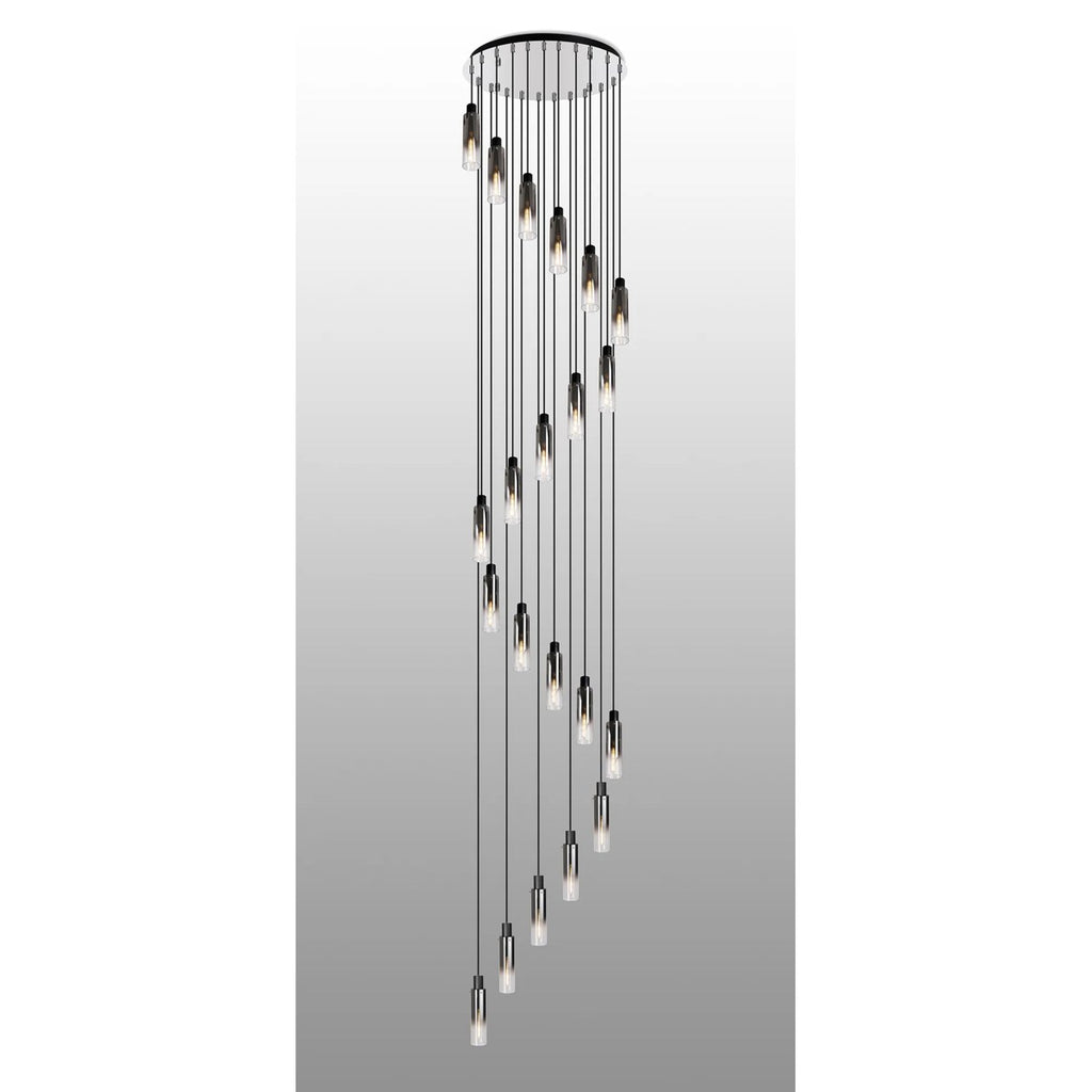 Regent Granville 21 Light 650mm Round Pendant in Black with Smoke Fade Glass