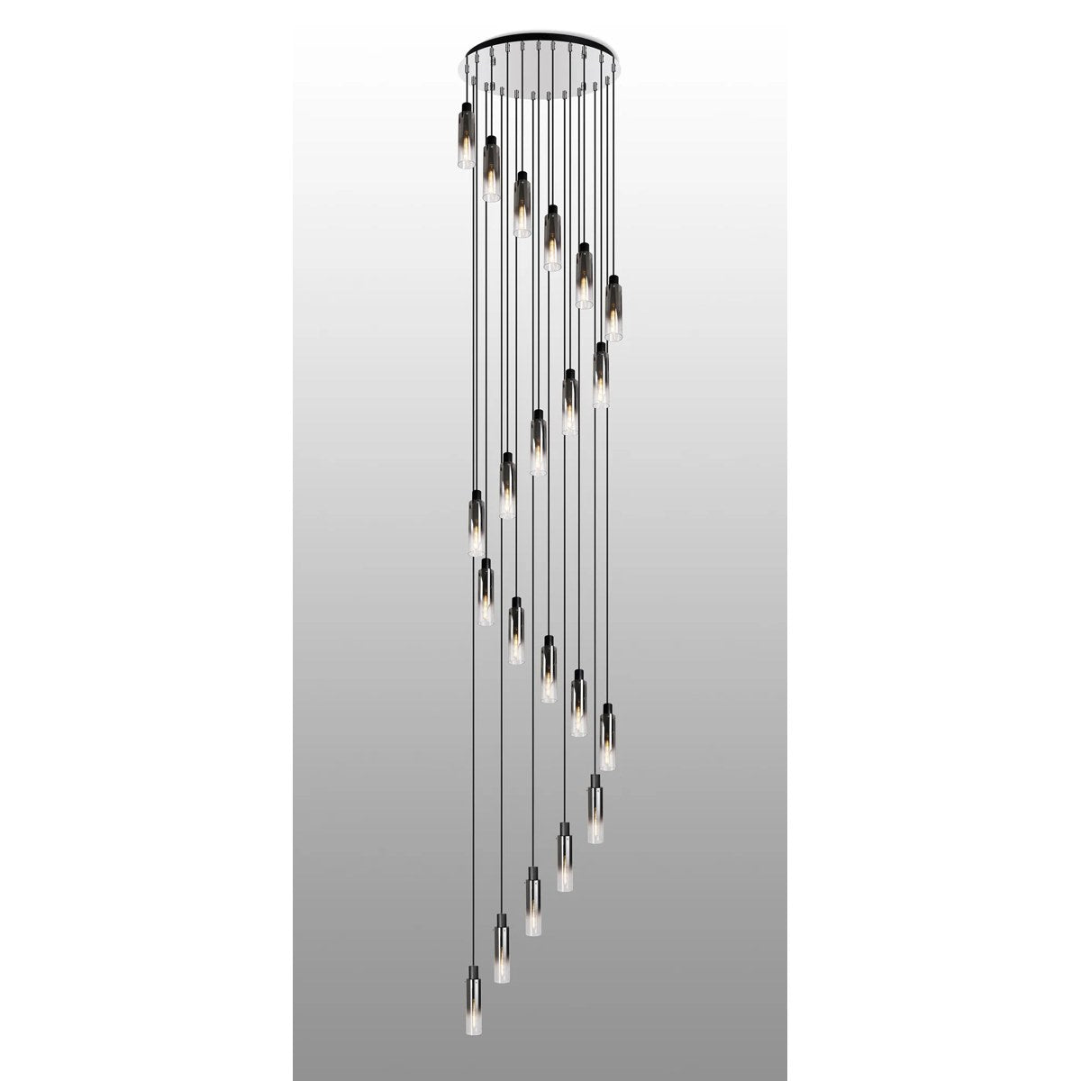 Regent Granville 21 Light 650mm Round Pendant in Black with Smoke Fade Glass