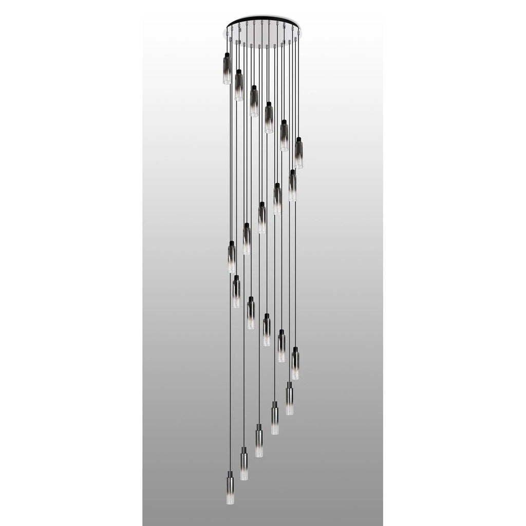 Regent Granville 21 Light 650mm Round Pendant in Black with Smoke Fade Glass