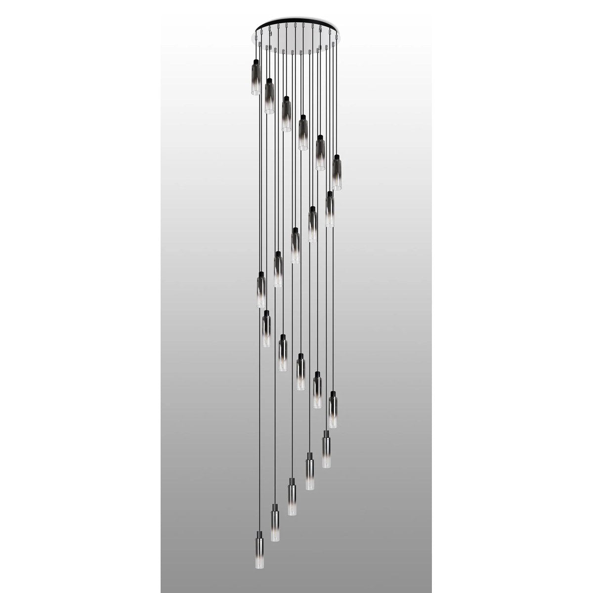 Regent Granville 21 Light 650mm Round Pendant in Black with Smoke Fade Glass