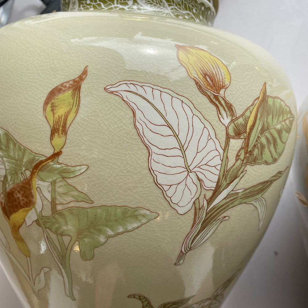 Elstead Arum Lily Table Lamp in Green with Cream Shade