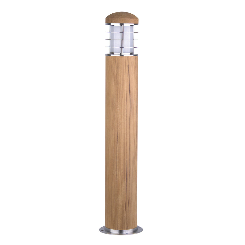 Garden Zone Poole Outdoor Bollard in Stainless Steel and Teak