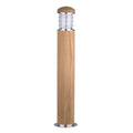Garden Zone Poole Outdoor Bollard in Stainless Steel and Teak