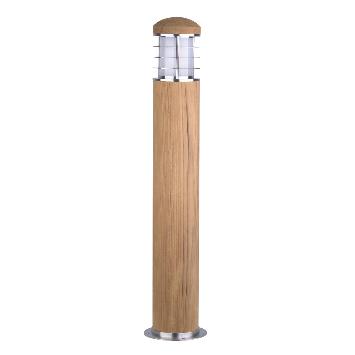 Garden Zone Poole Outdoor Bollard in Stainless Steel and Teak