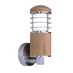 Garden Zone Poole 1 Light Outdoor Wall Light in Stainless Steel with Teak