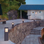 Norlys Halmstad Medium Outdoor Bollard in Black, in situ
