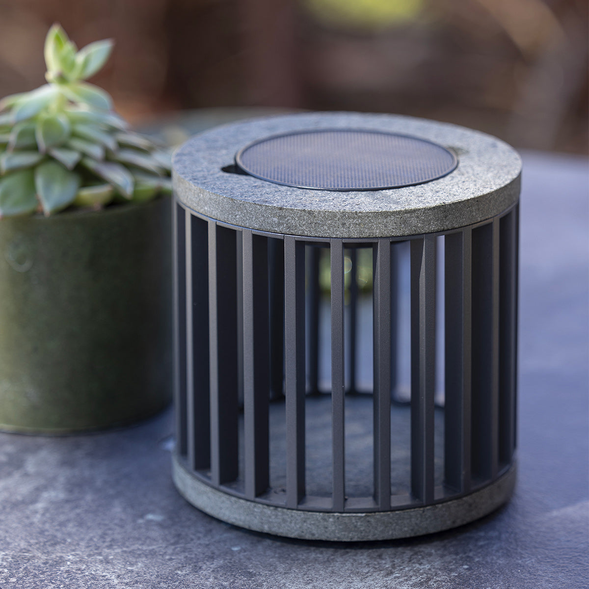 Halo 200lm Solar Table Lamp 18 cm - Space Grey Aluminium with Granite Base