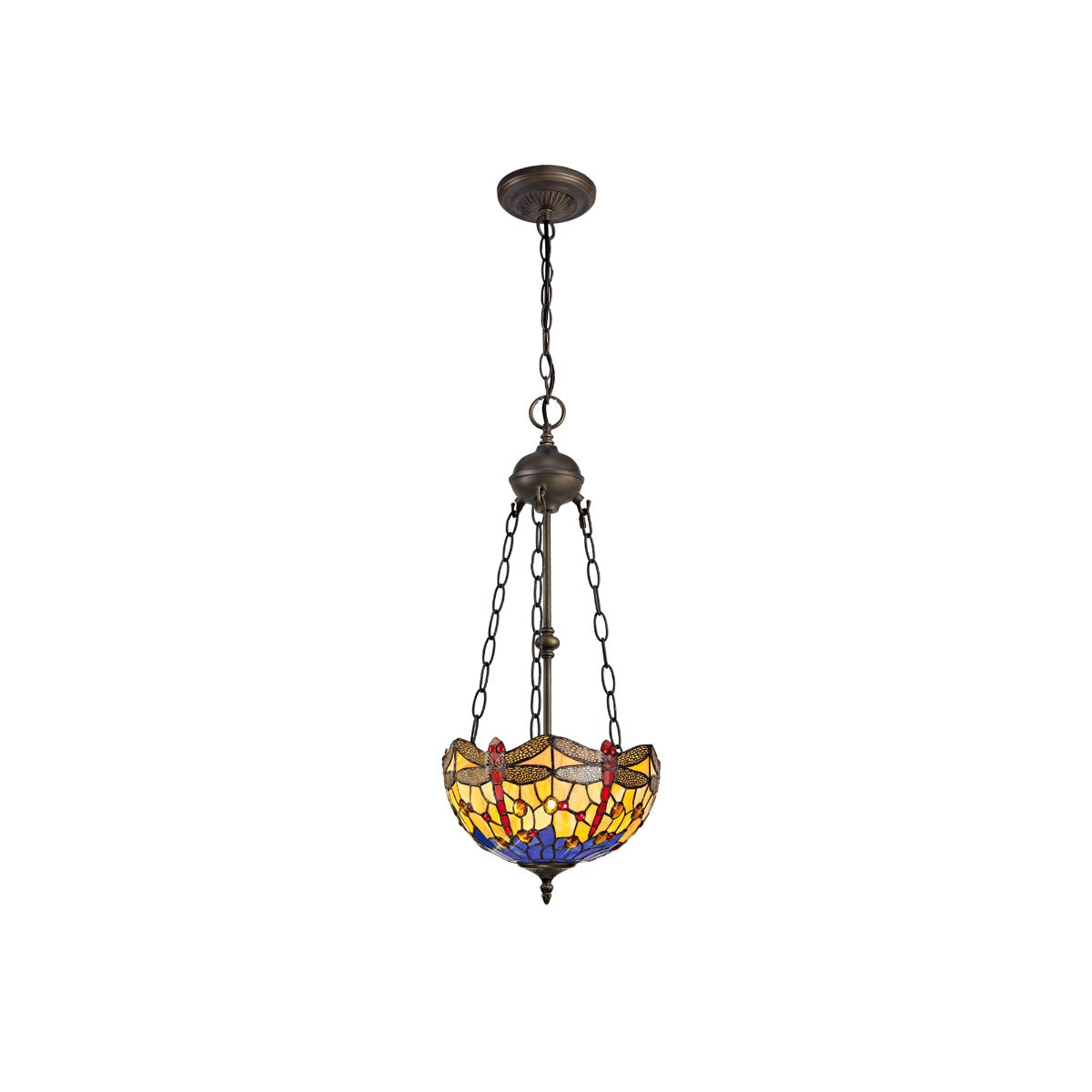 Regent Kourou 2 Light Tiffany Pendant Light in Aged Antique Brass