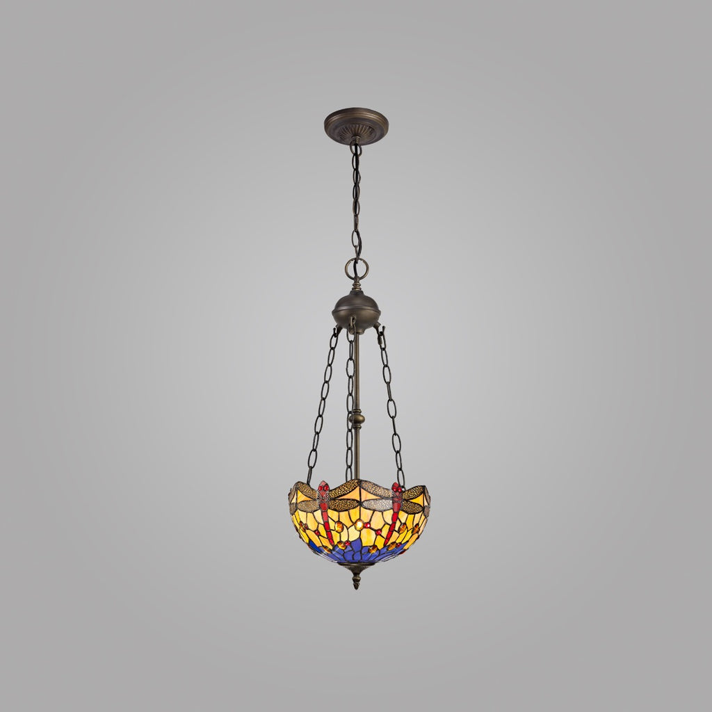 Regent Kourou 2 Light Tiffany Pendant Light in Aged Antique Brass