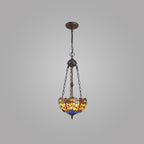 Regent Kourou 2 Light Tiffany Pendant Light in Aged Antique Brass