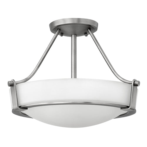 Hinkley Hathaway 3 Light Semi Flush Ceiling Light in Antique Nickel