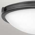 Hinkle Collier 3 Light Medium Flush Ceiling Fitting Black Oxide with Seeded Glass