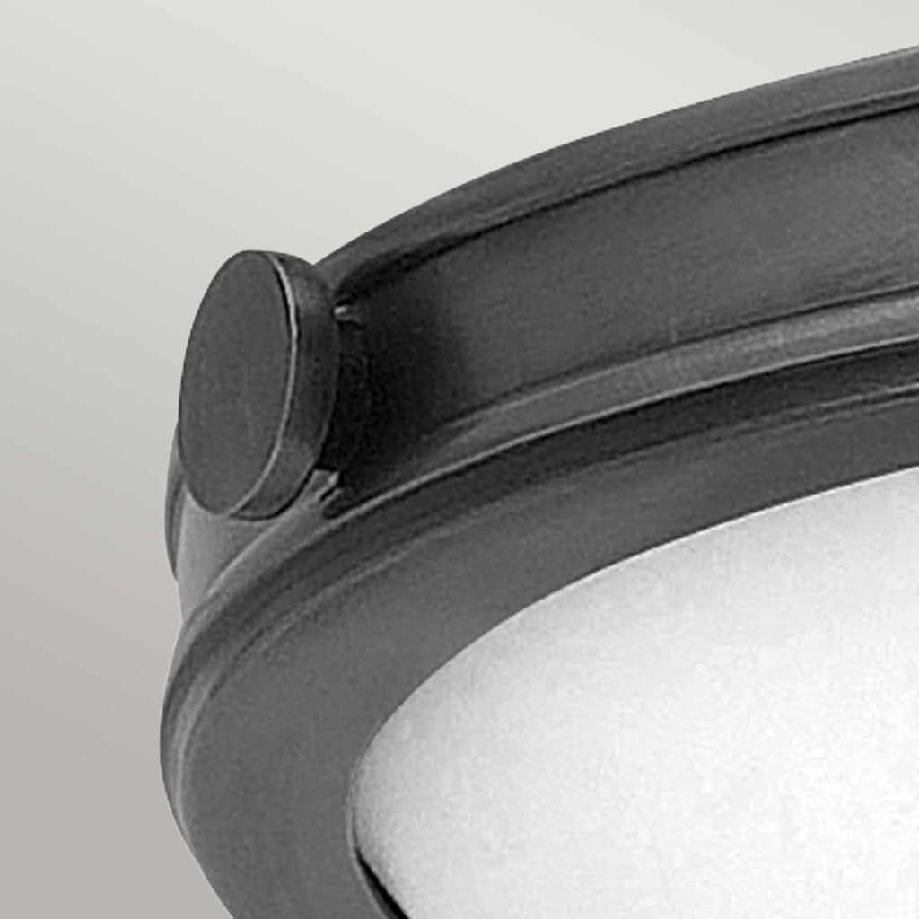 Hinkle Collier 3 Light Medium Flush Ceiling Fitting Black Oxide with Seeded Glass