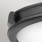 Hinkle Collier 3 Light Medium Flush Ceiling Fitting Black Oxide with Seeded Glass