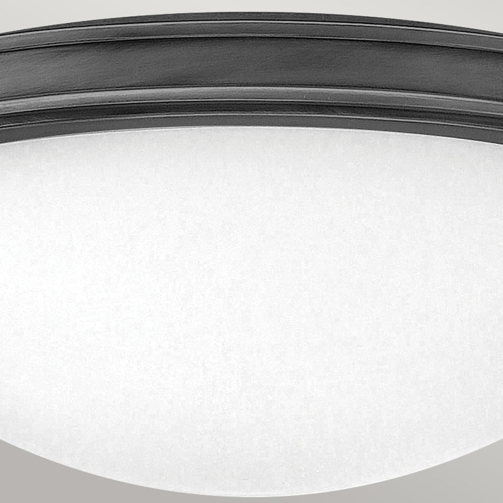 Hinkle Collier 3 Light Medium Flush Ceiling Fitting Black Oxide with Seeded Glass