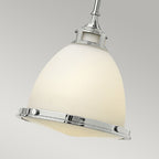 Hinkley Amelia Medium Pendant Light in Chrome with Opal Glass
