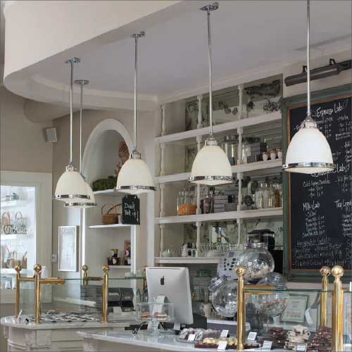 Hinkley Amelia Mini Pendant Light in Chrome with Opal Glass
