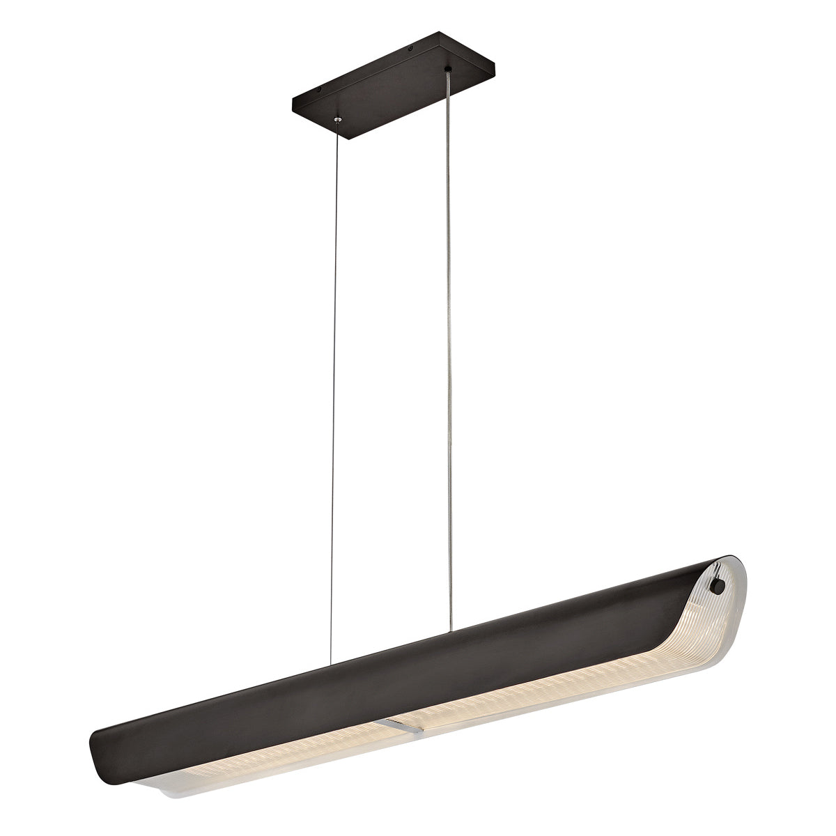 Hinkley Arco Linear LED Pendant Black Oxide with Ribbed Glass Shade