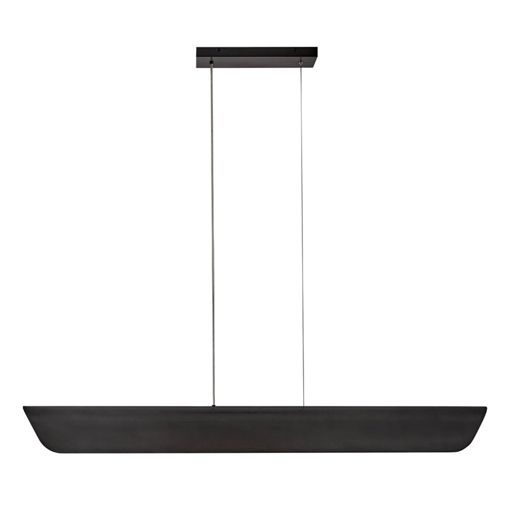 Hinkley Arco Linear LED Pendant Black Oxide with Ribbed Glass Shade
