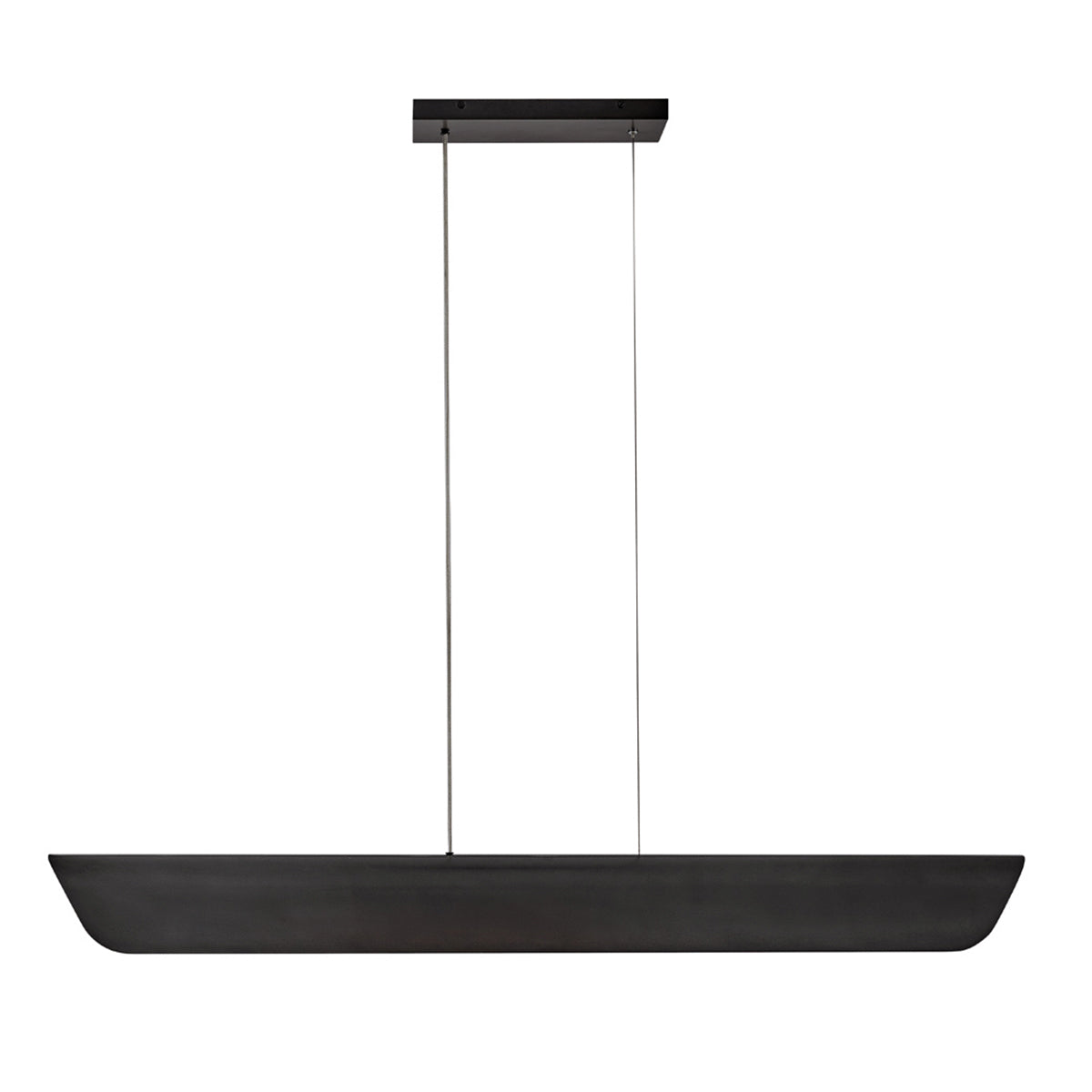 Hinkley Arco Linear LED Pendant Black Oxide with Ribbed Glass Shade