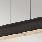 Hinkley Arco Linear LED Pendant Black Oxide with Ribbed Glass Shade