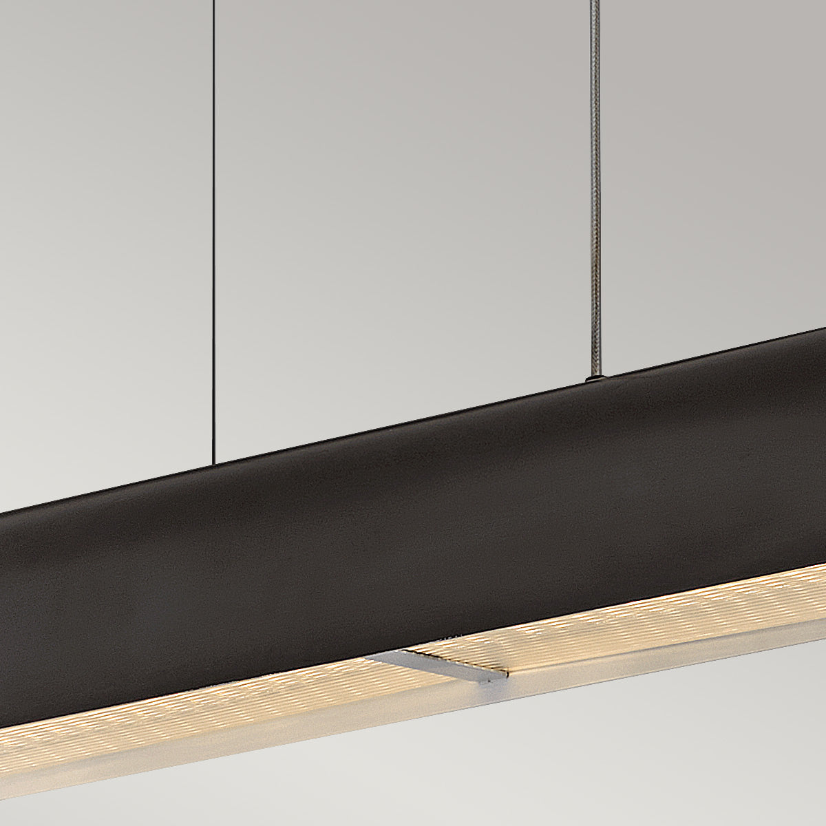 Hinkley Arco Linear LED Pendant Black Oxide with Ribbed Glass Shade