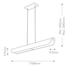 Hinkley Arco Linear LED Pendant Black Oxide with Ribbed Glass Shade