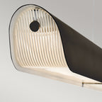 Hinkley Arco Linear LED Pendant Black Oxide with Ribbed Glass Shade