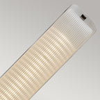 Hinkley Arco Linear LED Pendant Black Oxide with Ribbed Glass Shade