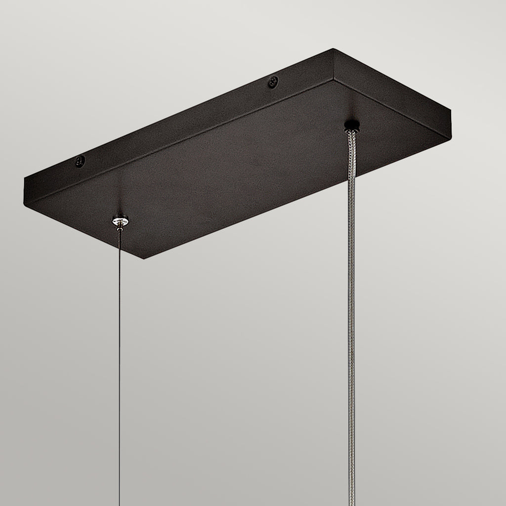 Hinkley Arco Linear LED Pendant Black Oxide with Ribbed Glass Shade