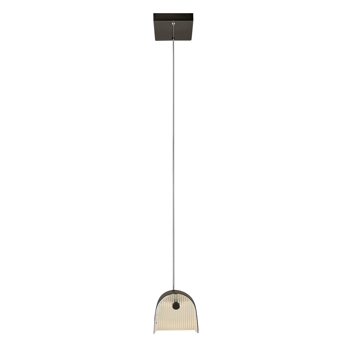 Hinkley Arco Linear LED Pendant Black Oxide with Ribbed Glass Shade