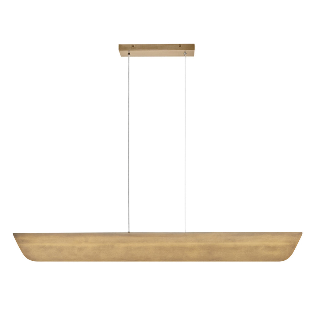 Hinkley Arco Linear LED Pendant in Heritage Brass with Ribbed Glass Shade