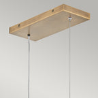Hinkley Arco Linear LED Pendant in Heritage Brass with Ribbed Glass Shade