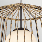 Hinkley Arlen Large Outdoor Pendant in Black & Rattan