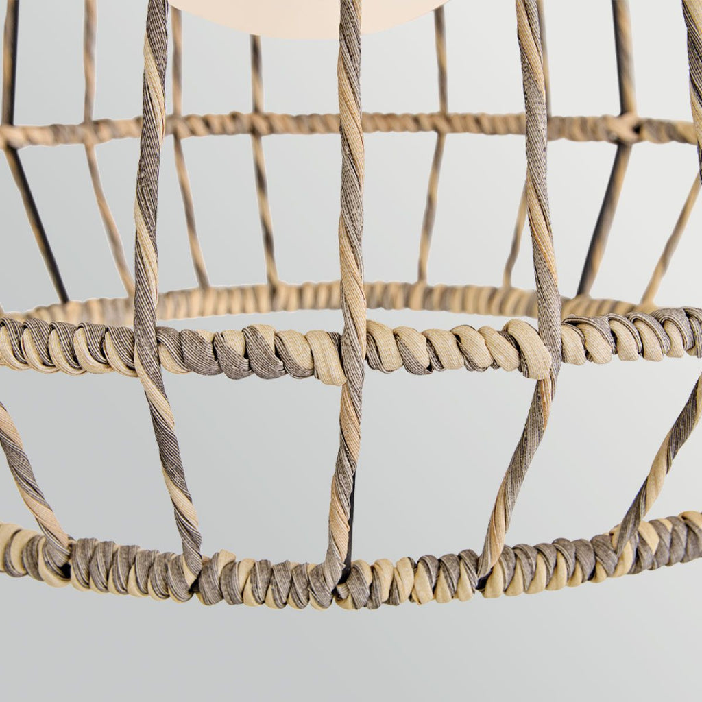 Hinkley Arlen Large Outdoor Pendant in Black & Rattan