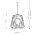 Hinkley Arlen Large Outdoor Pendant in Black & Rattan