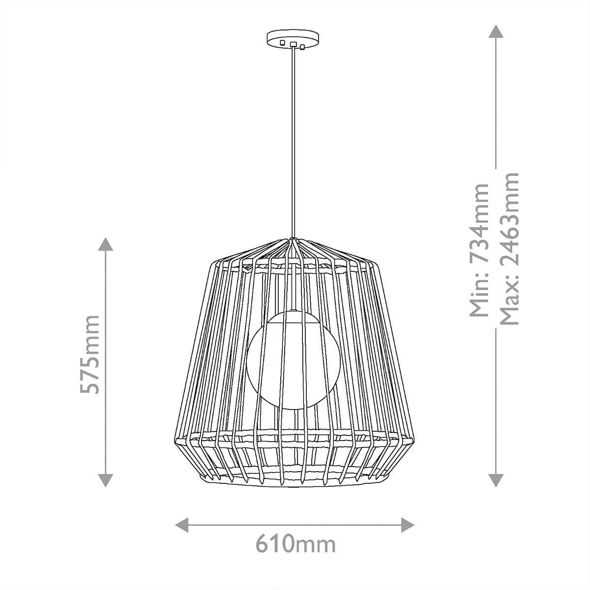 Hinkley Arlen Large Outdoor Pendant in Black & Rattan
