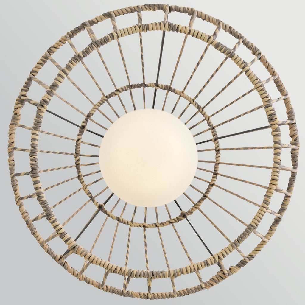 Hinkley Arlen Large Outdoor Pendant in Black & Rattan