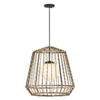 Hinkley Arlen Large Outdoor Pendant in Black & Rattan