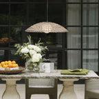 Hinkley Arlen X-Large Outdoor Pendant in Black & Rattan