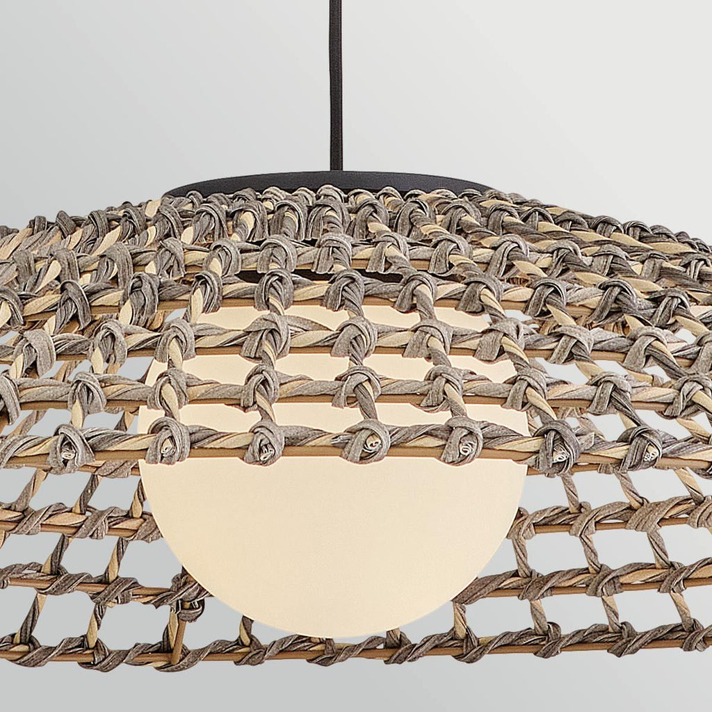 Hinkley Arlen X-Large Outdoor Pendant in Black & Rattan