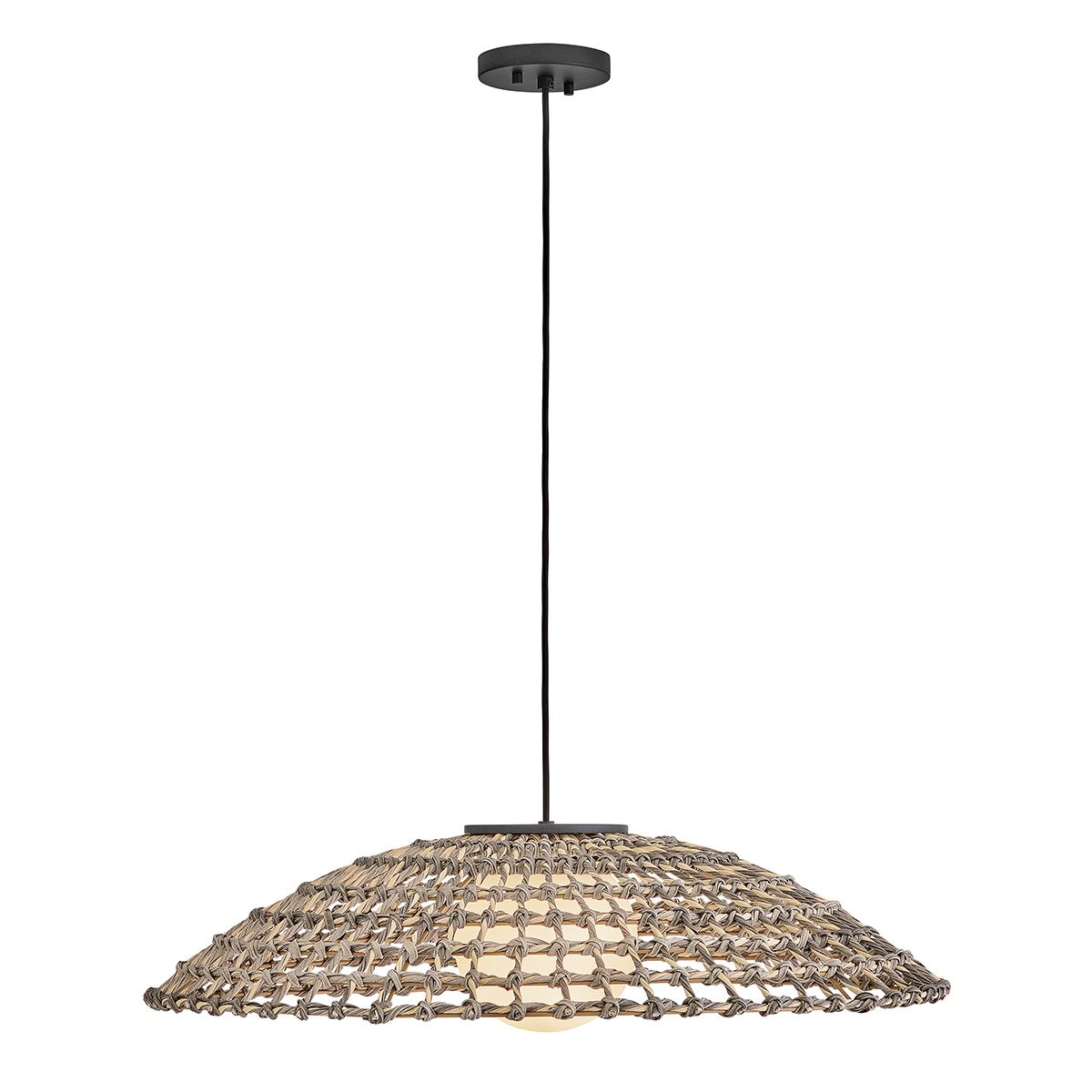 Hinkley Arlen X-Large Outdoor Pendant in Black & Rattan