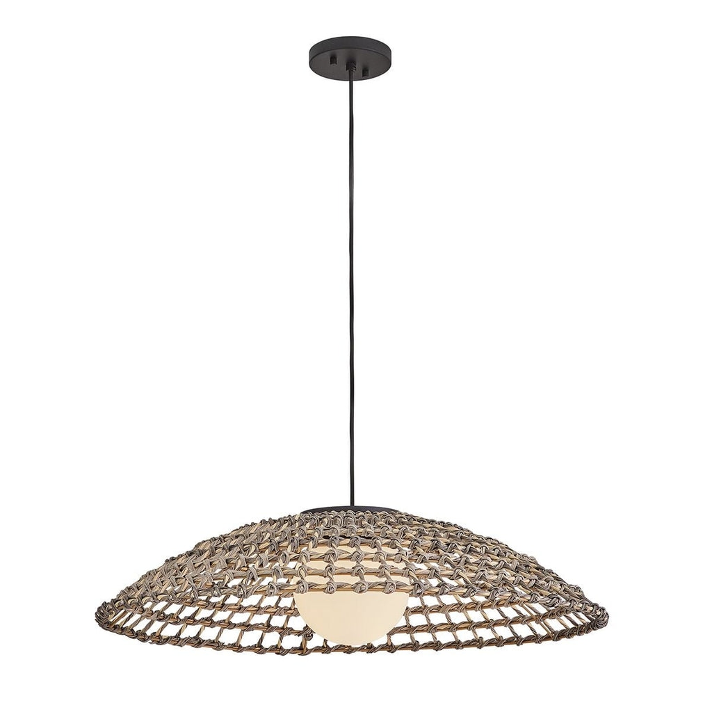 Hinkley Arlen X-Large Outdoor Pendant in Black & Rattan