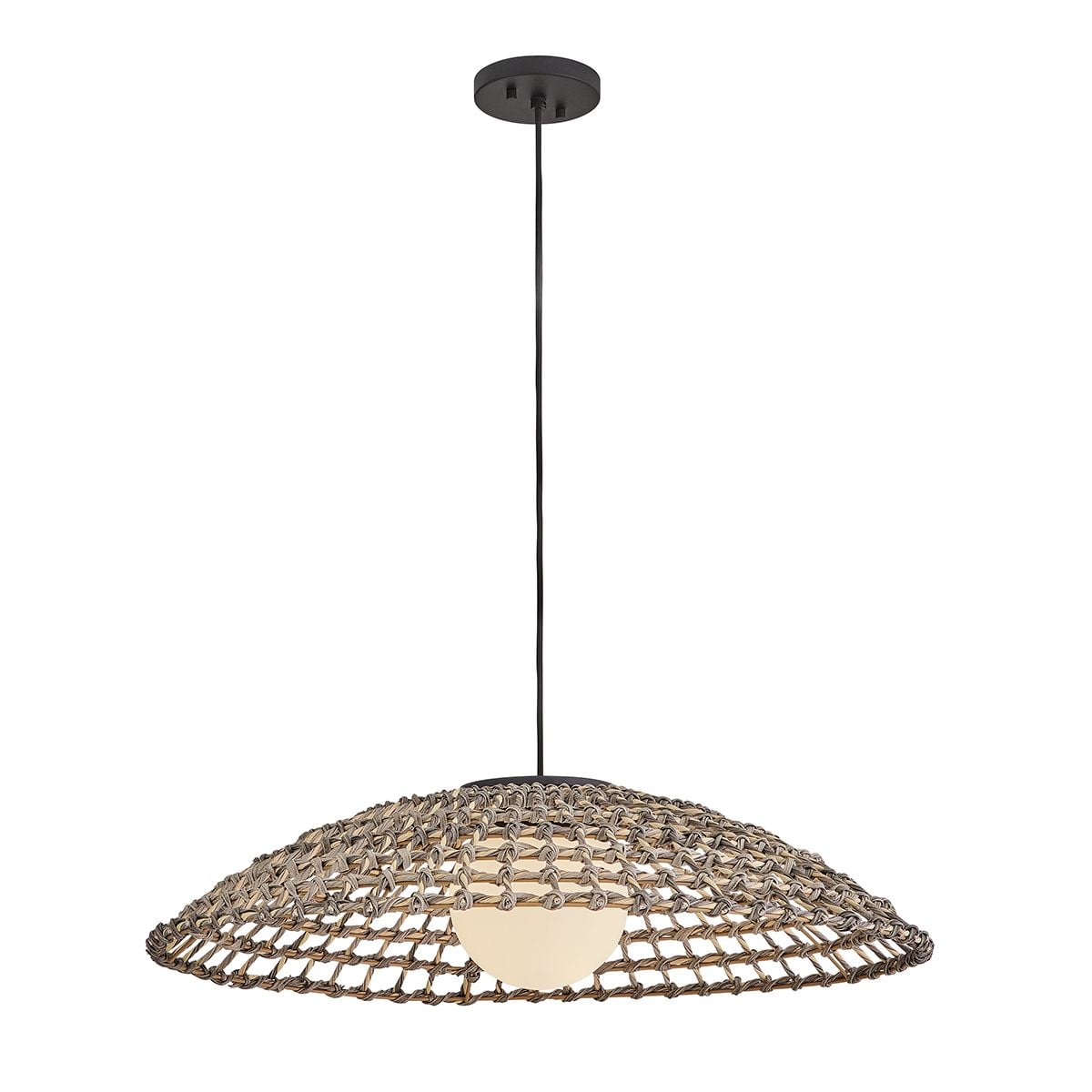 Hinkley Arlen X-Large Outdoor Pendant in Black & Rattan