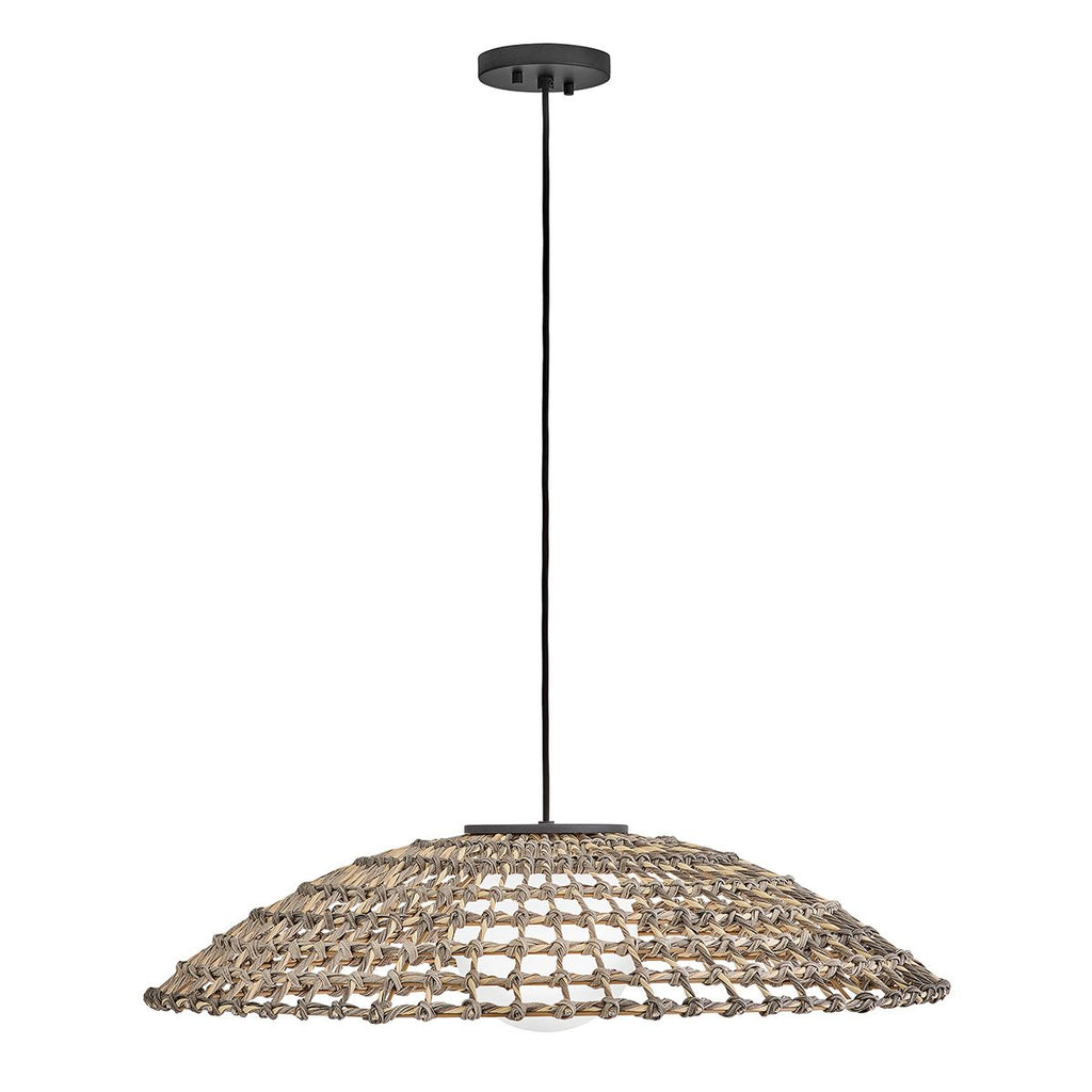 Hinkley Arlen X-Large Outdoor Pendant in Black & Rattan