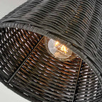 Hinkley Arti Wall Light Black with Black Rattan Shade